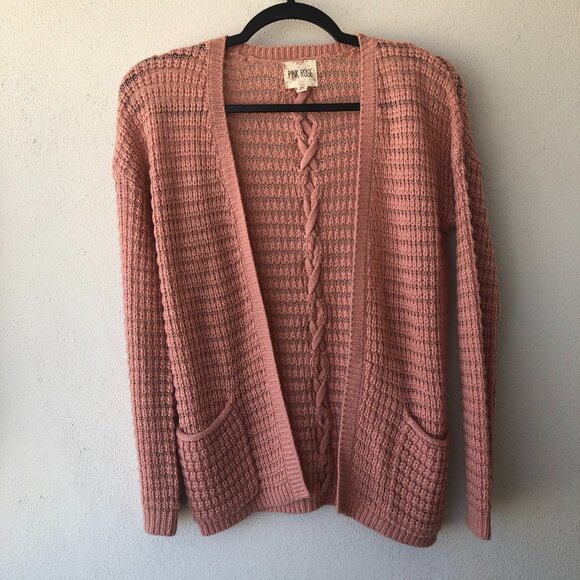 Sweaters - NWOT Pink Rose Knit Cardigan Size XS